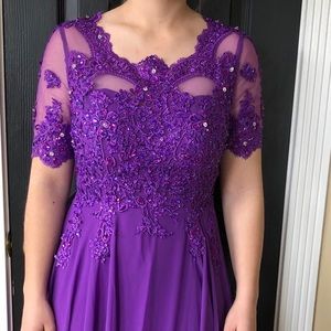 Purple floor length prom dress